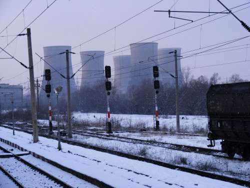 Cold Railroad Snow Tracks Train Transportation