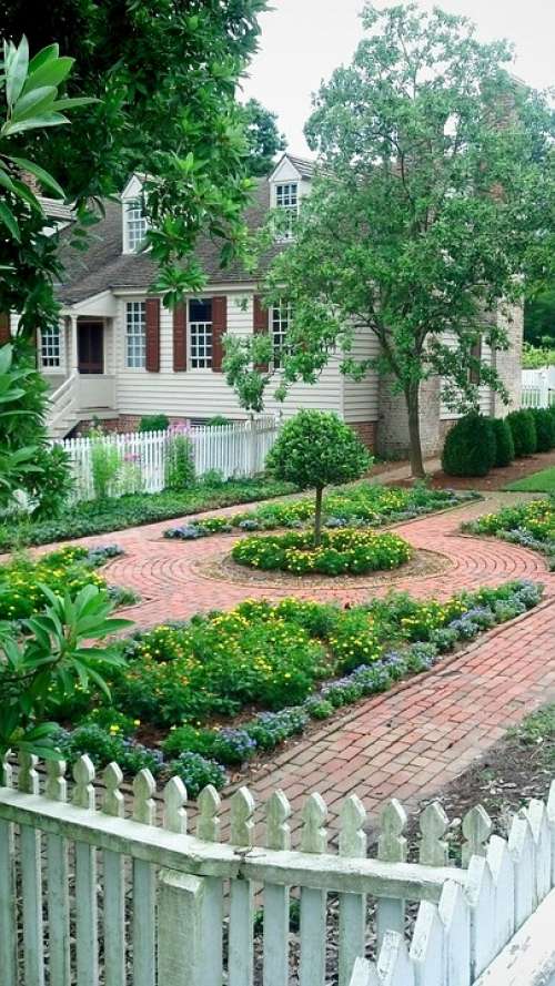 Colonial Garden Walkway Home House Gardening