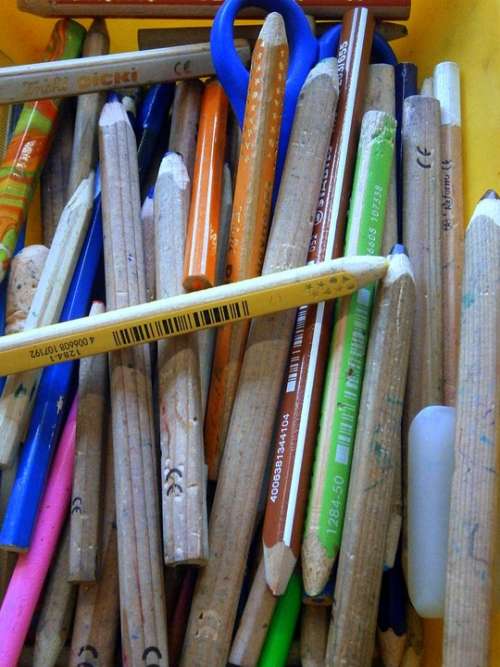 Colored Pencils Colour Pencils Mess Child