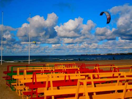 Colorful Beach Sky Clouds Tallinn Baltic Estonia
