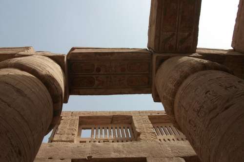 Columnar Temple Inscription Egypt Old Karnak Luxor