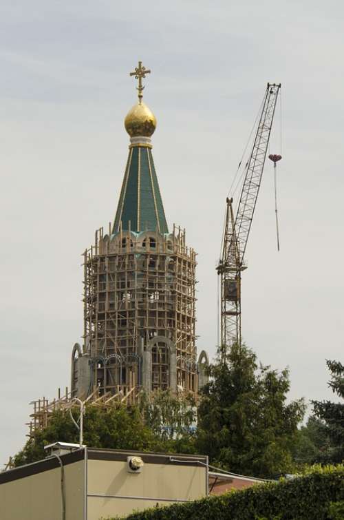 Construction Temple Crane Hoisting Scaffold City