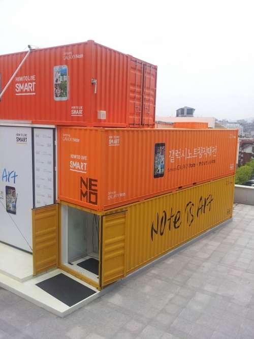 Container Box Orange Collar Colorful Sculpture
