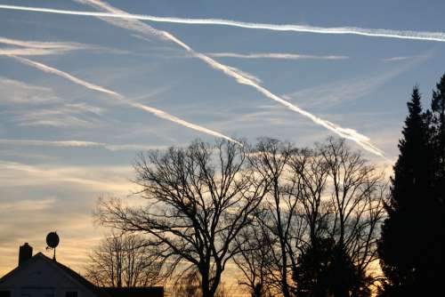 Contrail Evening Sky Aircraft