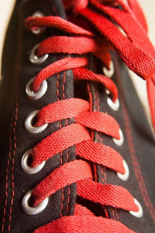 Converse Laces Black Shoes Red Sneakers Fashion