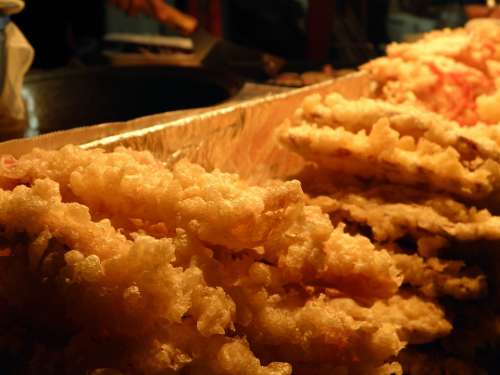 Cooking Food South Korea'S Fry Oil Shrimp Squid