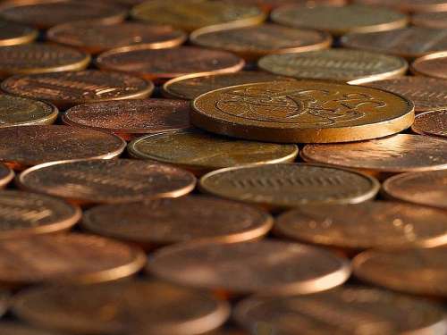 Copper Pennies Penny Coins Bills Money