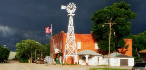 Cordova Nebraska Town Urban Windmill Dark Sky