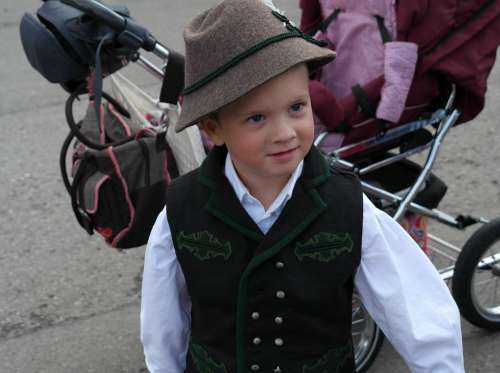 Costume Boy Bavarian Child Face Portrait