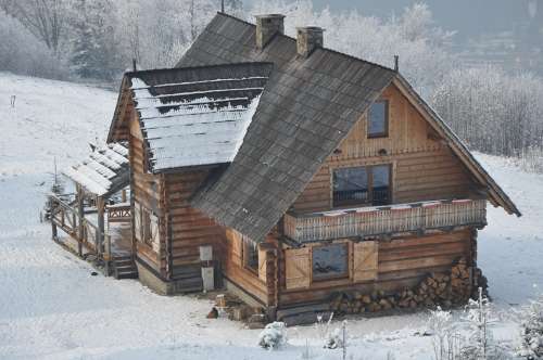 Cottage Highlander'S Cabin Winter Snow Mountains