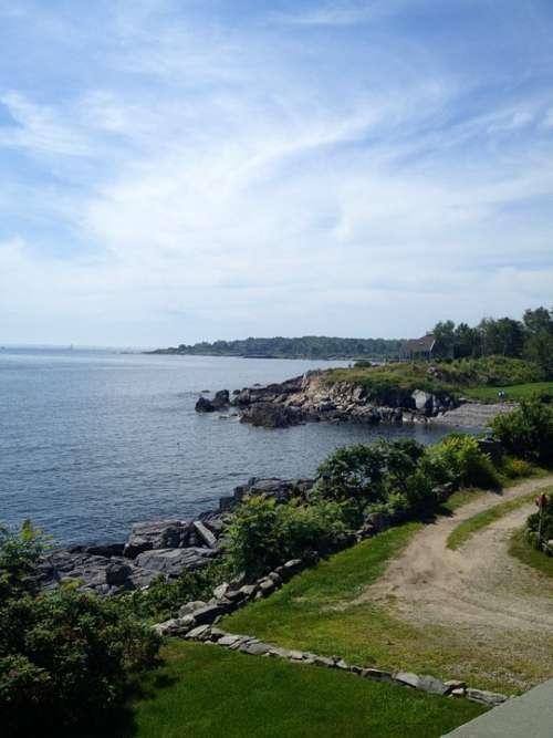 Cove Coast Island Sea Maine View Scenery Shore