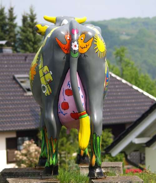 Cow Back Colorful Sculpture Painted