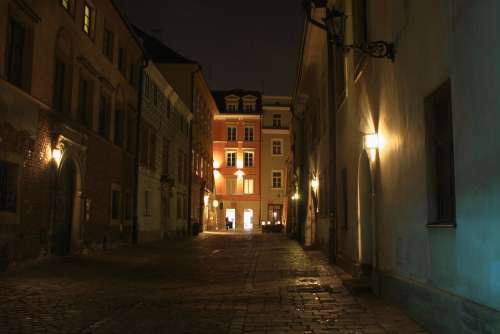 Cracow Krakow Old Town Street Architecture Lights