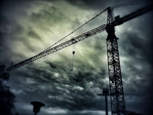 Crane Construction Work Sky Crane Boom Site Build