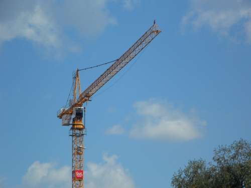 Crane Sky Blue Build Construction Work Site