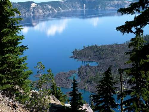 Crater Lake Oregon Usa Landscape Nature Volcano