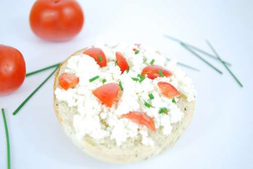 Cream Cheese Cheese Tomato Red Food A Sandwich