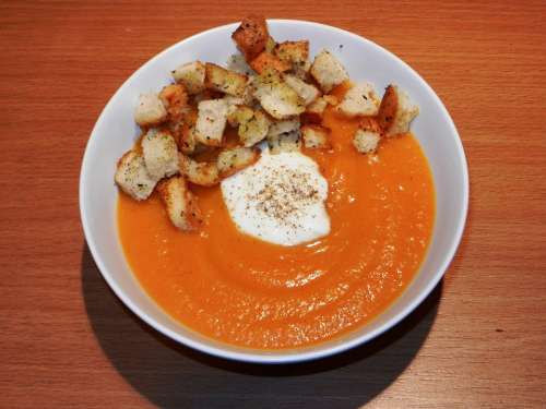 Cream Soup Soup Pumpkin Eating Food Edible Toast