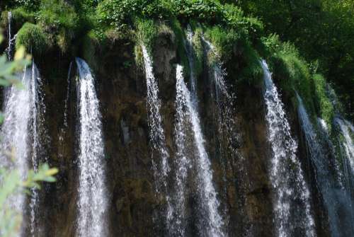Croatia Waterfall Water Landscape Plitvice Lakes