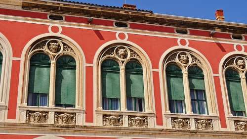 Croatia Split Historic Center House Facade Red