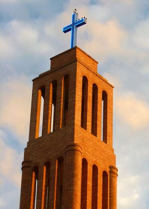 Cross Steeple Church Birds Building Architecture