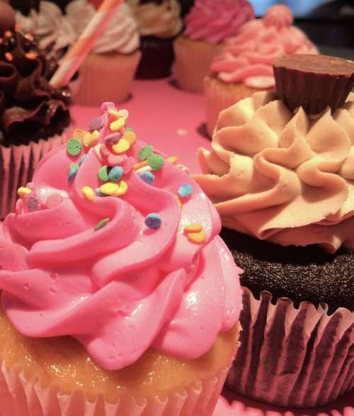 Cupcakes Dessert Pink Cream Sweet Sugar