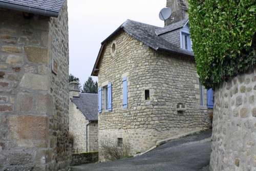 Curved House Wall Old Stone Building French House