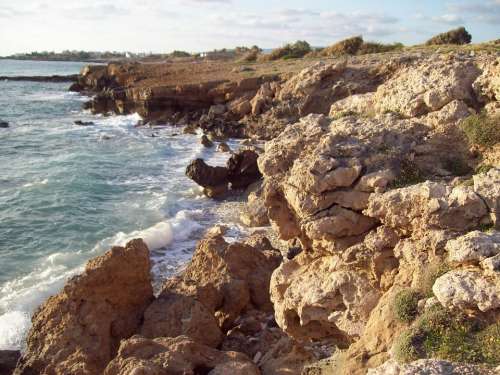 Cyprus Paphos Sea Coast Mediterranean Water Wave