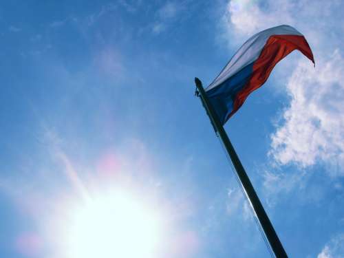 Czech Republic Flag Banner Sky Sun Colors