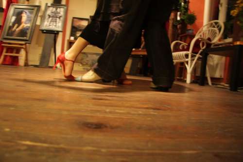Dance Pair Dance Steps Shoes Red