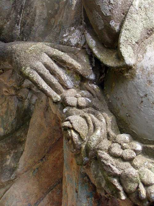 Detail Hands Stone Statue Solitude Hand