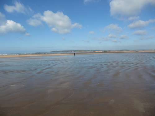 Devon Sand Sea Horizon Tide Sky Clouds Nature