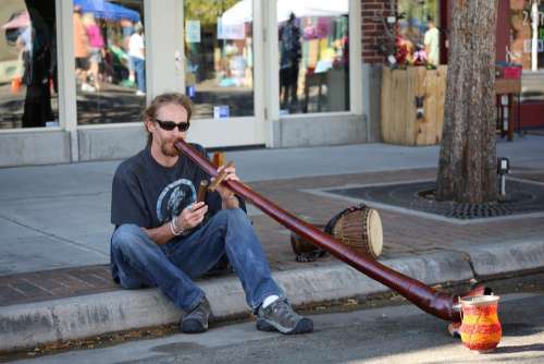 Didgeridoo Street Music Man People Australian