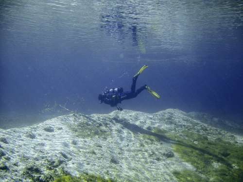 Diving Underwater Water Lake Clear Lichtspiel