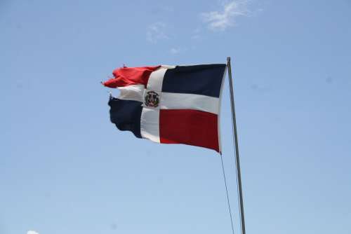 Dominican Republic Flag Wind Flutter Blue Red