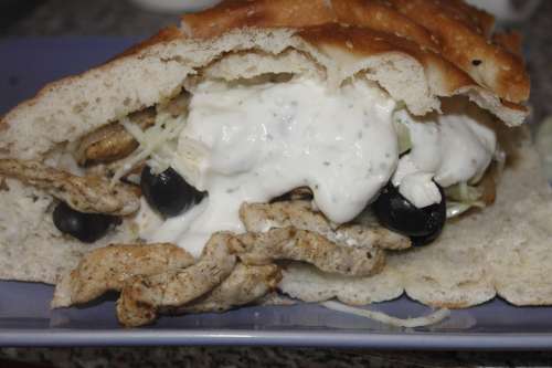 Doner Kebab Homemade Olives Tzaziki Eat Fast Food