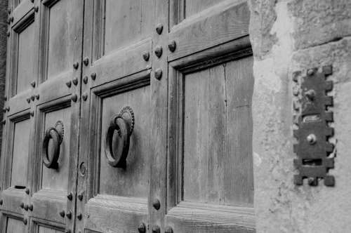 Door Ancient Old Door Entrance Black And White