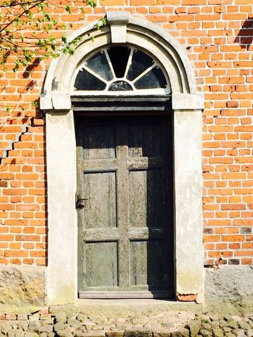 Door Brick Building Semicircular Window Stone