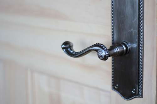 Door Detail Close Metal Door Knob Escutcheon