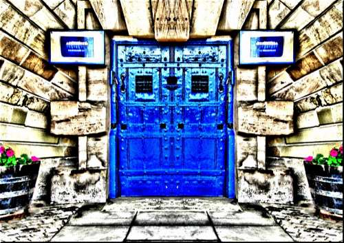 Door Building Art Effect Blue Architecture