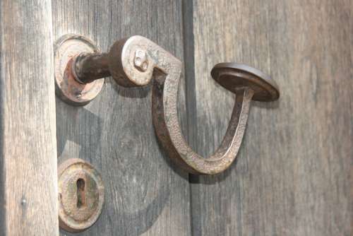 Door Handle Old Metal Wood Door Door Knob Capping