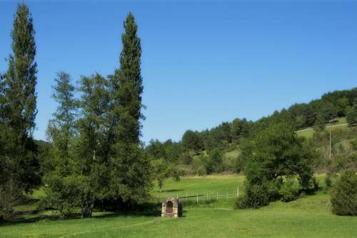 Dordogne France Water Well Hill Forest Trees Sky