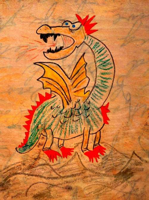 Dragon Drawing Fire-Breathing Dragon