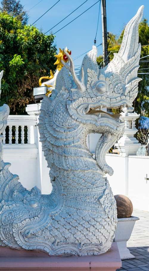 Dragons White Temple Complex Temple North Thailand
