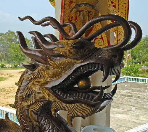 Dragon'S Head Dragons Wood Carving Thailand