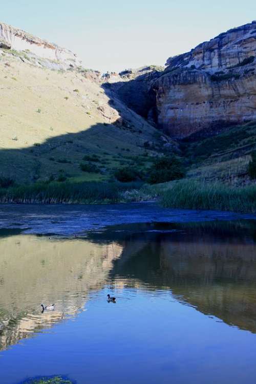 Drakensberg Mountains Water Landscape Scenery