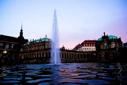 Dresden Kennel Pond Fountain Water Sunset