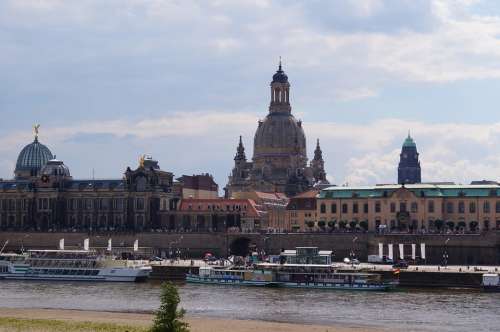 Dresden Frauenkirche Skyline Canaletto Elbe
