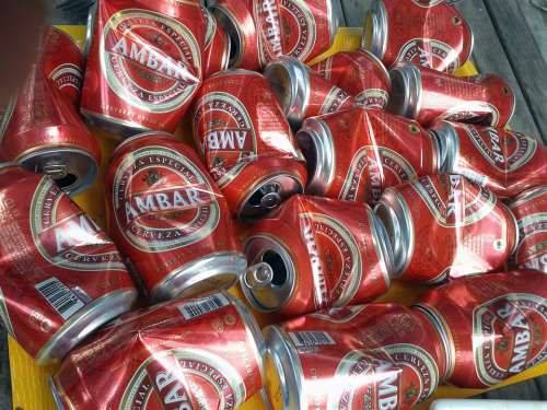 Drink Amber Beer Cans Trash Red Pick Up