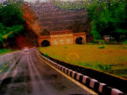 Driving Highway Rain Misty Abstract Underpass